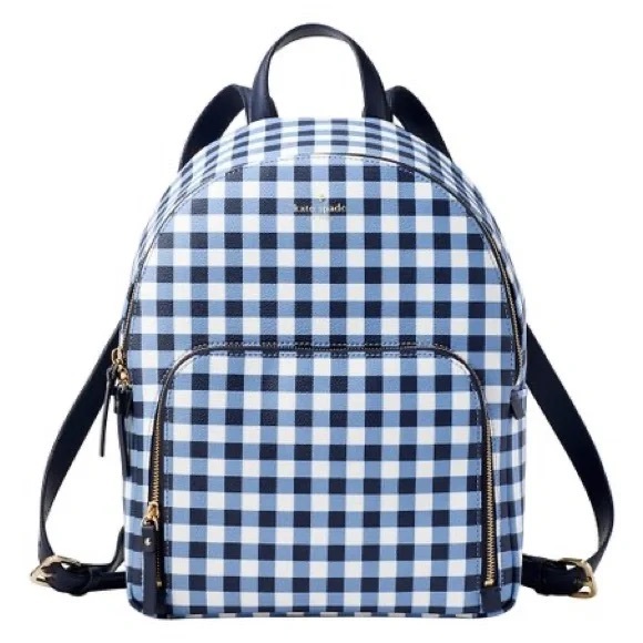 kate spade Handbags - KATE SPADE CUTE ,  Gingham Blue and Cream Backpack Bag